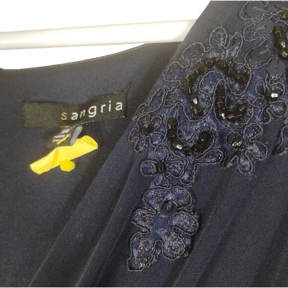 Dress Women's 14W Navy Knit Wedding Guest Ceremony Dynasty Style Bling Mother - Picture 4 of 12